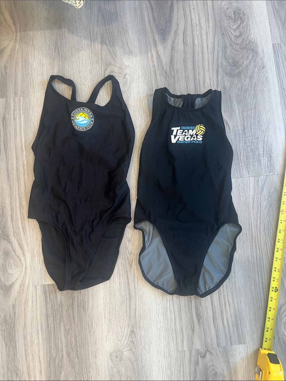 2 water polo training suits Black One-Piece. Jolyn size 28, Turbo size 32